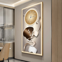 Cadre en aluminium de haute qualité abstrait lumières LED toile photo luxe cristal porcelaine photo diamant horloge mur Art peinture