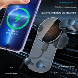 Supporto per Cellulare da <span class=keywords><strong>Auto</strong></span> con Ricarica Wireless Rapida 15W, Materiale ABS, Robuste Alette, Rotazione a 360°, Altezza Regolabile Telescopica - Product Image 2