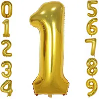 Vente en gros de ballons de mariage et d'anniversaire 40 pouces, ballons numériques en aluminium or et argent