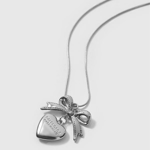 Collier pendentif cœur nœud papillon frais et élégant en acier titane avec chaîne serpent, bijoux de mode pour femme - Product Image 3