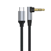 Câble audio Type-C mono 3 cœurs en nylon, coudé à 90 degrés, pour haut-parleur de voiture et téléphone, avec fiche plaquée or – Vente en gros usine