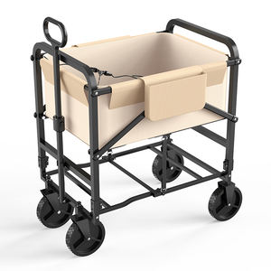 समुद्र तट शिविर के लिए बहुक्रियाशील ढंक स्नान वैगन फोल्डेबल पहियों किराने का सामान के लिए बहुमुखी शॉपिंग कार्ट - Product Image 6