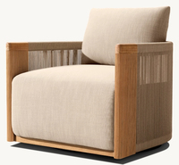 Ensemble de canapés d'extérieur en teck toutes saisons, chaises longues et table de jardin en bois massif, mobilier de patio moderne pour hôtel