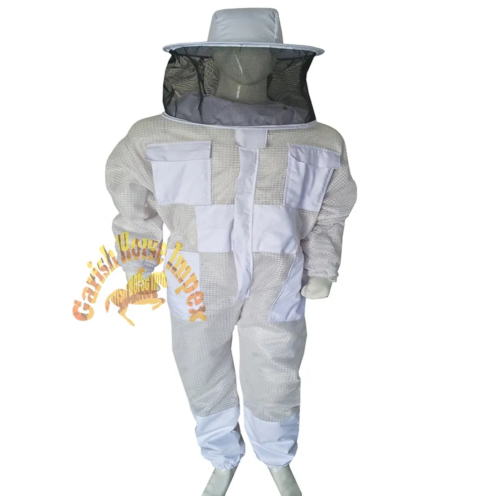 Ventilated Beekeeper Suit Three Layer Ultra Breeze Suit Ventilated Beekeeping Suit 3 Layer Coverall Round Veil White Wholesale