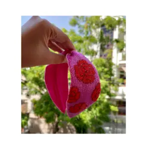 Accesorios para el cabello de diseño personalizado para mujer, bandana colorida hecha a mano a precio de venta al por mayor del mejor proveedor indio