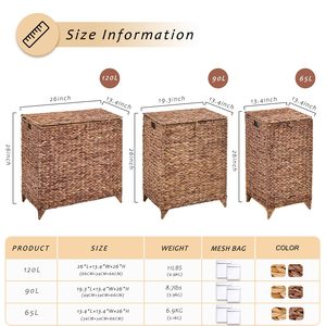 Dệt tay giặt <span class=keywords><strong>Hamper</strong></span> với túi lưới <span class=keywords><strong>wicker</strong></span> quần áo cản trở với túi lót có thể tháo rời - Product Image 2