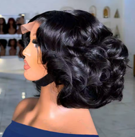 Perruques frontales en dentelle suisse HD 13*4 4*4 en cheveux humains brésiliens bruts, bouclés style Pixie, pour femmes noires, vente en gros, perruques en cheveux humains bouclés et volumineux