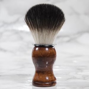 Pinceau à raser humide pour homme ZY, nylon synthétique, peau sensible, outil professionnel de barbier pour savon et crème à raser humide, manche en bois - Product Image 1