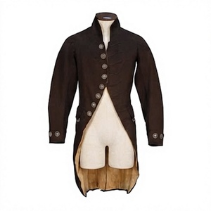 Brown Historical Tailcoat Men's Frock <b>Coats</b> <b>Longline</b> Button Front Period Costume Outerwear - Product Image 1
