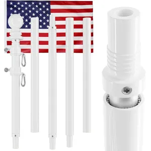 CYDISPLAY 1.8m 6FT White Aluminum Flagpole Stand Rotating Telescoping Banner Stand Telescopic Election Flagpole Heavy Duty
