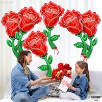 Balon Foil Bentuk Mawar Helium Grosir untuk Hari Valentine, Ulang Tahun, Pernikahan, Dekorasi Pesta Bertema Bunga