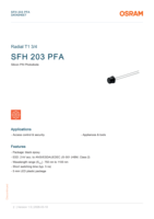 Photodiode PIN en silicium OSRAM SFH 203 PFA 5 mm, époxy noir, 750-1100 nm, réponse rapide 5 ns, 75 °   Grand angle pour la sécurité et la télécommande