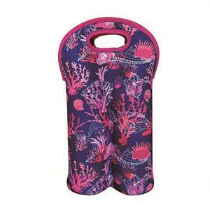 Two <b>Bottle</b> Insulated Neoprene Wine Water <b>Bottle</b> Holder Sleeves for Travel with Secure Carry Handle Wine Carrier Tote Bag - Product Image 3