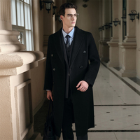 Manteau Homme Écologique Imperméable Respirant Anti-Plis en Pure Laine Coupe Slim Col V Épais Double Boutonnage de Haute Qualité