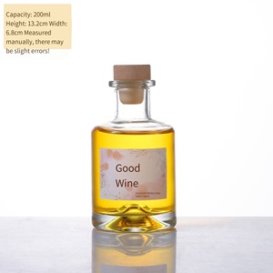 Bouteille de vin en verre transparente carrée plate de 100 ml et 200 ml avec bouchon en bois, bouteille hermétique pour spiritueux, vin de fruits, vin blanc - Product Image 3