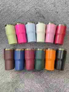 แก้วเคลือบสีทองชมพูส้มน้ำตาลเขียวโรสโกลด์ทองแดงขนาด 20 ออนซ์ พร้อมฝาเลื่อน - Product Image 4