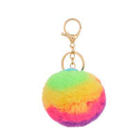 Crochets pour boules de fourrure multicolores, accessoires de sac à main pour femmes, vente en gros, pendentifs porte-clés pompons arc-en-ciel en peluche faits à la main et colorés