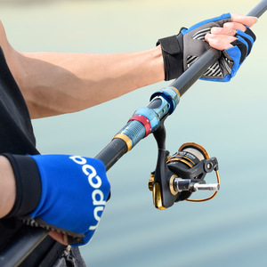 Guantes de pesca Boton sin dedos, camuflaje negro, antideslizantes, para deportes al aire libre, protección de la palma, unisex - Product Image 2