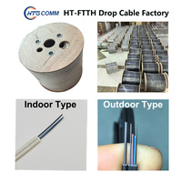 Cable Óptico para Exteriores GJYXCH FTTH con Banda Amarilla, 1.0mm+0.45*2mm, 3 Hilos de Acero, 1 Núcleo, G657A, LSZH, 1KM/Rollo