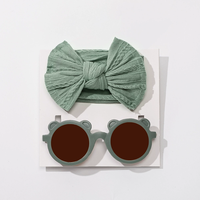 Nouveauté transfrontalière : Accessoires pour cheveux de bébé, bandeaux en nylon avec cœur et lunettes de soleil