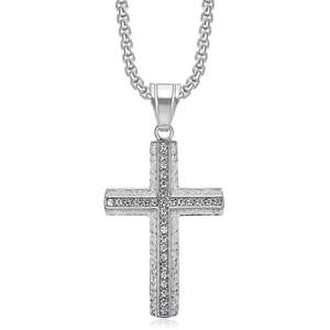 Collier avec pendentif croix <span class=keywords><strong>catholique</strong></span> hip-hop pour homme, bijoux religieux en acier inoxydable, cadeau chrétien imperméable et résistant au ternissement pour homme - Product Image 5