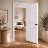 Porte intérieure moderne en bois, panneau MDF creux 5 panneaux, 30x80 po, apprêtée blanche, norme américaine, pour maison