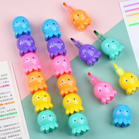 Mini Set de Surligneurs Octopus à Assembler, Mignon et Créatif, Pointe Biseautée, 8 Couleurs, Stylo de Marquage pour Étudiants, Dessin, Peinture et Marquage Clé