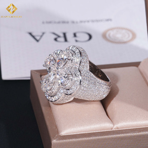 Nuevo Diseño de Moda, Anillo de Hombre con Cruz, Estilo Hip Hop, de Lujo, con Incrustaciones de 4 Piedras de Moissanita VVS Rosa en Forma de Pera, Plata de Ley S925 - Product Image 6