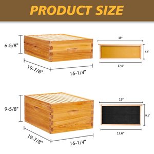 10-<b>Frame</b> Langstroth Beehive Dipped in 100% Beeswax Complete Bee Hives Includes 2 <b>Deep</b> & 2 Super Box with <b>Frames</b> and Foundation - Product Image 4