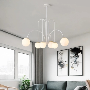 Nouveau postmoderne minimaliste créatif en fer forgé coude ampoule lustre salon cuisine île moderne verre suspension - Product Image 5