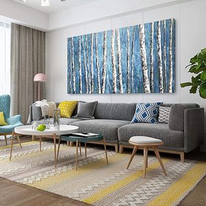 100% peint à la main salon décoration de la maison à la main <span class=keywords><strong>blanc</strong></span> <span class=keywords><strong>bouleau</strong></span> forêt abstraite peinture à l'huile toile mur art - Product Image 3