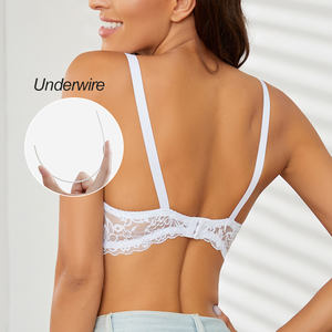 Vente en gros de <span class=keywords><strong>soutien</strong></span>-<span class=keywords><strong>gorge</strong></span> armatures confortable Pushup Lingerie à armatures plunge dentelle florale pour femmes - Product Image 3