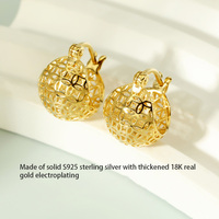 Boucles d'oreilles créoles Huggie haut de gamme en argent sterling S925 plaqué or 18 carats, motif filigrane, style Ins, luxe léger, vente en gros, Bijoux Pendientes