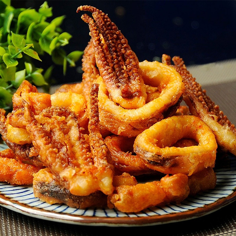 Wholesale Frozen Processed Fried Flavour Seafood Snacks Starched Breaded Squid Tentacle and Ring
