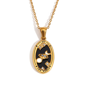 Estilo Europeo Americano elegante 18K oro geométrico ovalado <span class=keywords><strong>Tarot</strong></span> collar de mujer creativo colgante de acero inoxidable diseño de nicho - Product Image 6
