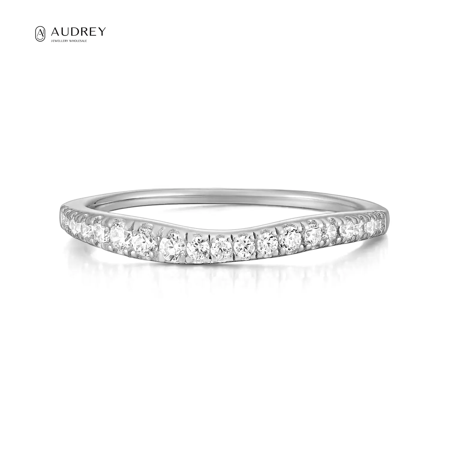 Audrey Water Waves Promise Mobius Ring Cubic Zirconia White Gold S925 Sterling Silver Ring Engagement Gift Eternal Couple Ring