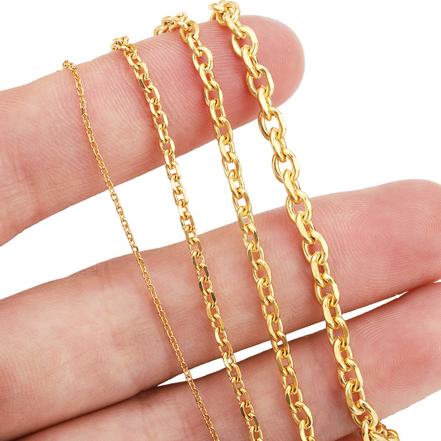 Wholesale PVD 18K Gold Stainless Steel O Chain Diamond Cut Cable Chain for DIY Necklace Bracelet Jewelry Making