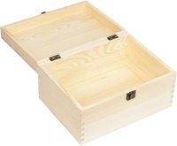 Boîte en bois de pin rectangulaire artisanale WanuoCraft, non finie, avec loquet en laiton vintage, taille personnalisable, étui en bois brut pour bricolage