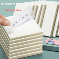 Autocollants transparents autocollants imperméables pour notes, 2,95 pouces, 50 feuilles, bloc-notes pour liste de tâches quotidiennes, papier PET, école, bureau