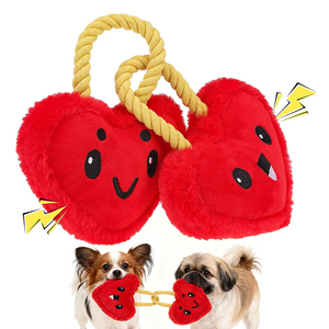 ของเล่นสุนัขแบบขายส่ง ของเล่นเสียงดังรูปหัวใจสีแดง ของเล่นเชือกตุ๊กตาสุนัขแบบมีเสียงดัง ของเล่นดึงเชือกทำความสะอาดฟัน - Product Image 1