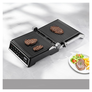 Griglia a Contatto Elettrica a 4 Fette, Barbecue Elettrico da Interno, Pressa per <span class=keywords><strong>Panini</strong></span> con Display LCD, Scaldavivande Elettrico per Uso Domestico - Product Image 1