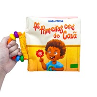 Libro de tela suave OEM con sonajero y papel crujiente, impresión colorida, educación temprana para niños pequeños