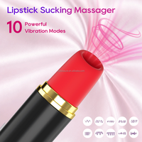 Saugvibrator mit 10 Vibrationsmodi, Tragbar und Wasserdicht, Klitoris-Massagegerät, Großhandel Lippenstift-Vibratoren für Frauen