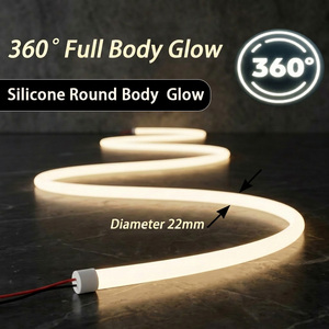 22mm Silicone Neon Round Tube 360° Glowing High Brightness Recessed Flexible LED Strip <b>Rope</b> - Product Image 2