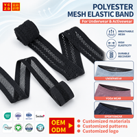 Bande élastique en maille OEKO en gros, 40 mm, noire, pour ceinture, boxers, et bande élastique personnalisée en maille pour vêtements de jogging