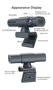 4k Camera Webcam AI Tracking Gesture Control 4K With Noise-Canceling Microphones Video for Calls MT7080 4k Camera Webcam AI Trac - Product Image 3