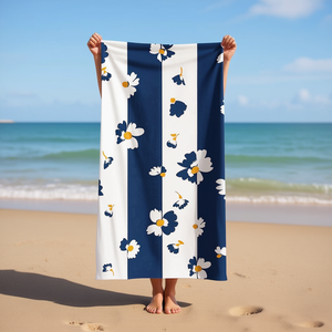 Asciugamano da spiaggia Buonic 70x150 cm, a righe floreali, ad asciugatura rapida, per uso in spiaggia - Product Image 3