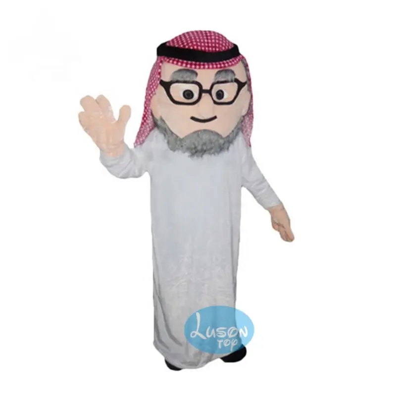 Costume della mascotte del personaggio dei cartoni animati di arabo arabo musulmano