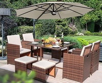 Meubles pour la maison bon marché imperméable dîner patio rotin osier métal bois jardin salle à manger table d'extérieur