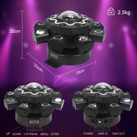 Projecteur de scène à tête mobile à huit bras, effet boule magique à lavage de couleur, 150W, avec télécommande, DMX 512, activé par le son, pour fêtes et clubs